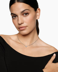 Puffy Heart Pendant Necklace in Sterling Silver with Diamonds, 7.8mm