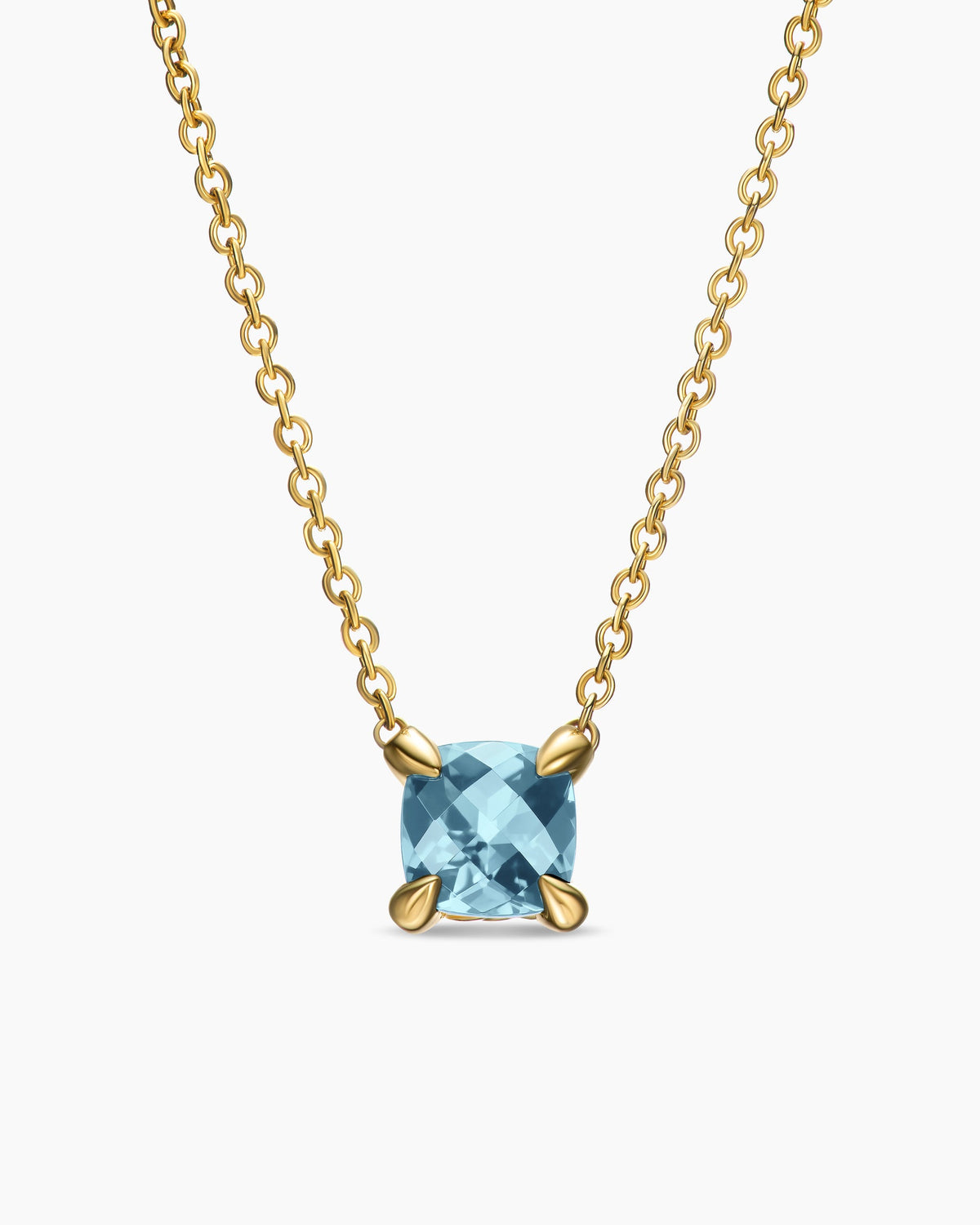 Micro Chatelaine® Pendant Necklace in 18K Yellow Gold with Aquamarine, 5mm