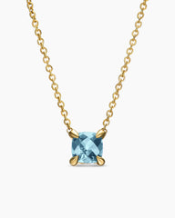 Micro Chatelaine® Pendant Necklace in 18K Yellow Gold with Aquamarine, 5mm