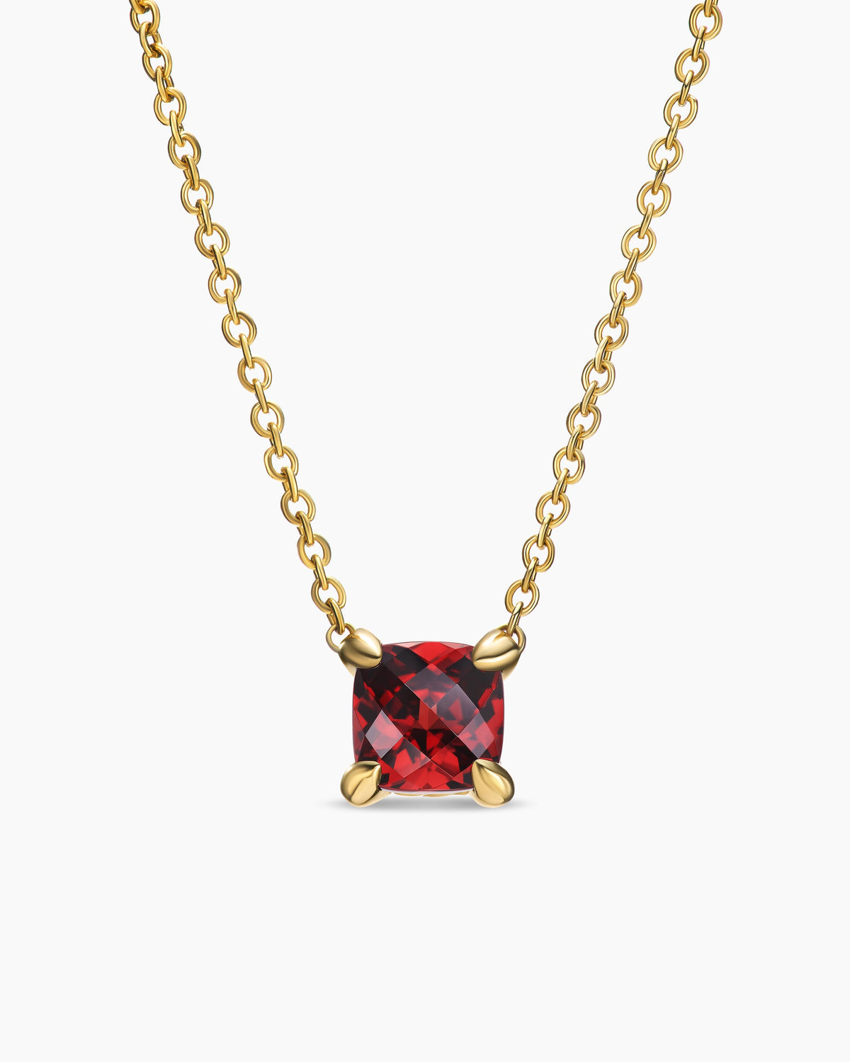 Micro Chatelaine® Pendant Necklace in 18K Yellow Gold with Garnet, 5mm
