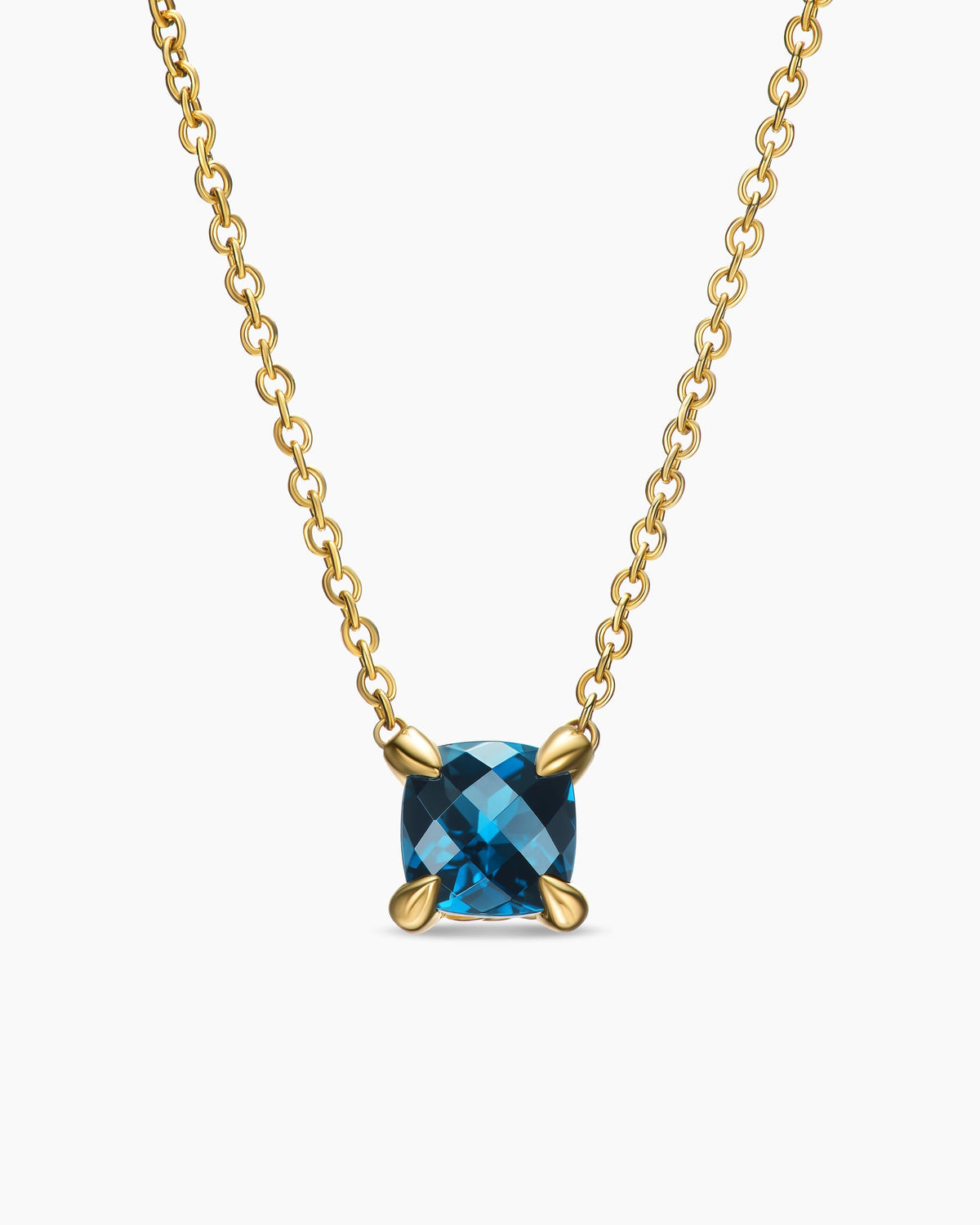 Micro Chatelaine® Pendant Necklace in 18K Yellow Gold with Hampton Blue Topaz, 5mm