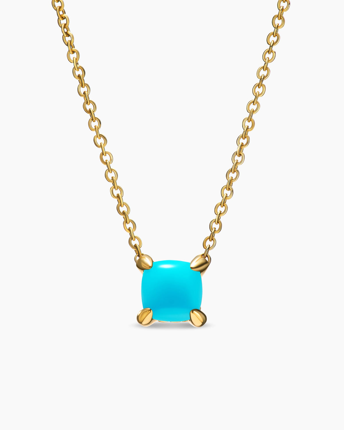 Micro Chatelaine® Pendant Necklace in 18K Yellow Gold with Turquoise, 5mm