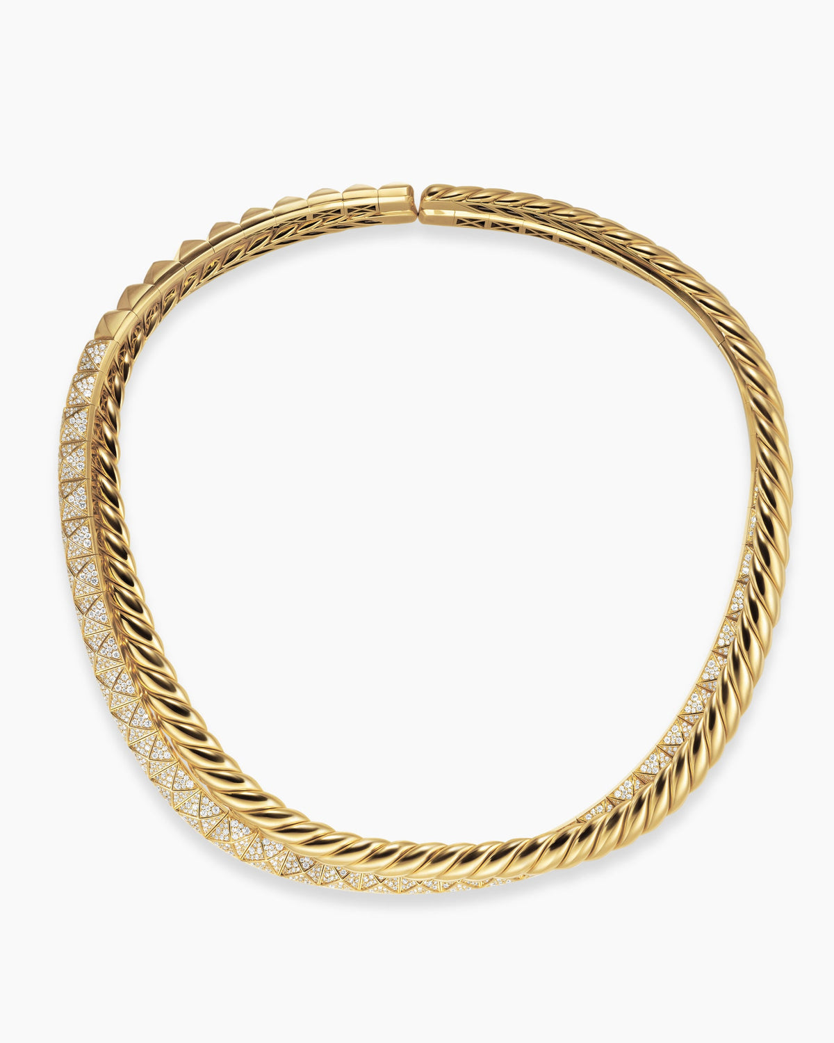 Crossover Trio Collar Necklace in 18K Yellow Gold with Diamonds, 16.5mm