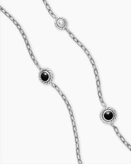 Pearl Classics Station Chain Necklace in Sterling Silver with Black Onyx, 4mm