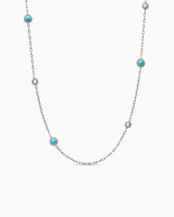 Pearl Classics Station Chain Necklace in Sterling Silver with Turquoise, 4mm
