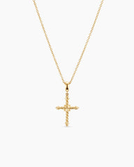 Petite Modern Renaissance® Cross Pendant Necklace in 18K Yellow Gold with Diamonds, 15.9mm