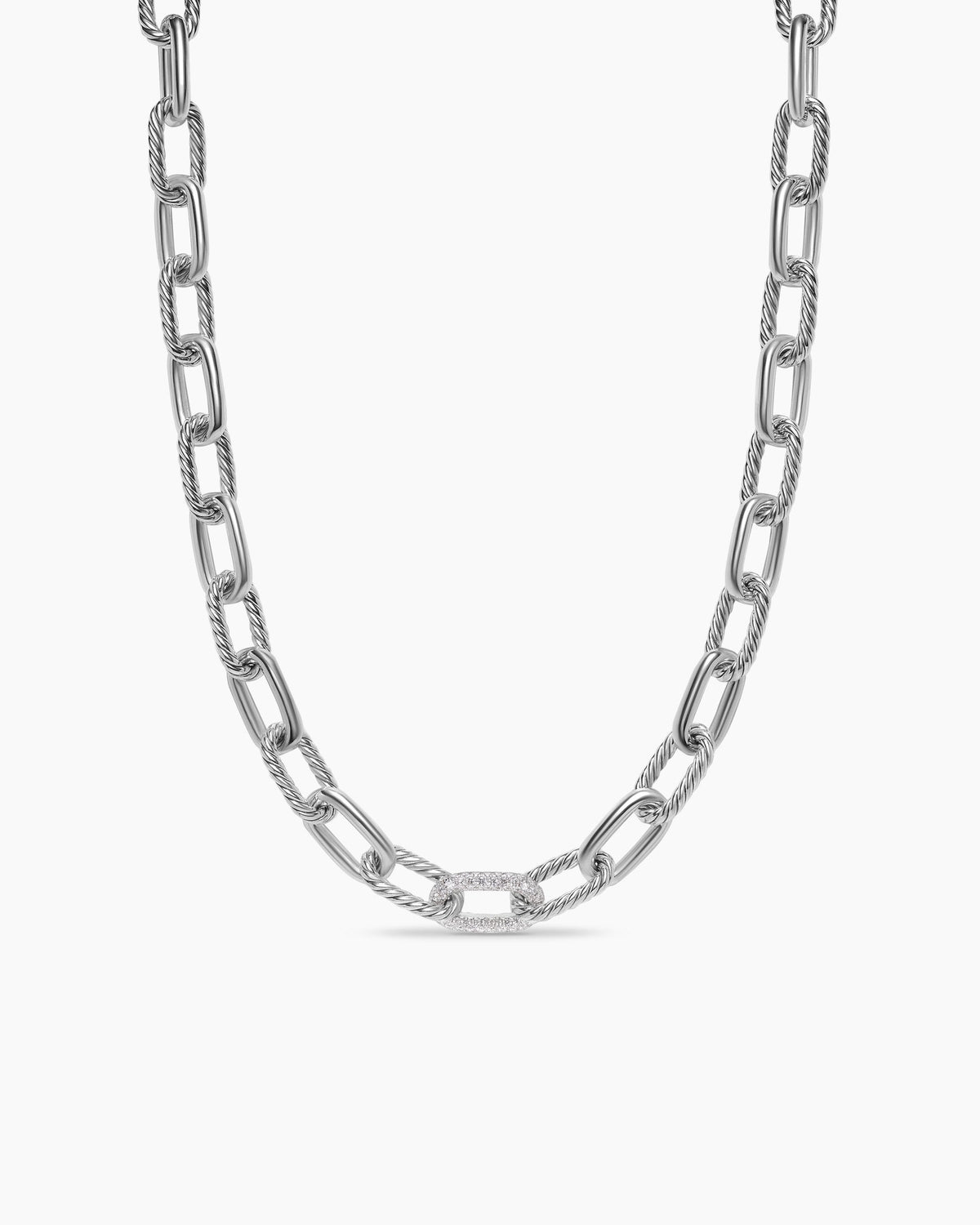DY Madison® Chain Necklace in Sterling Silver with Diamonds, 11mm
