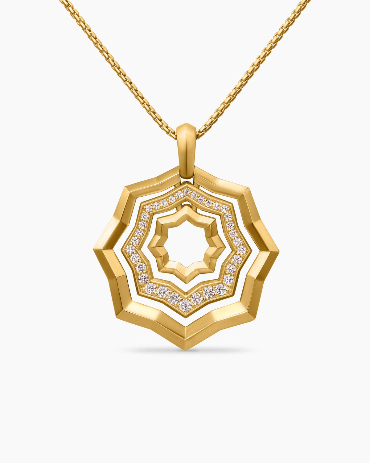 Zig Zag Stax™ Pendant Necklace in 18K Yellow Gold with Diamonds, 28mm