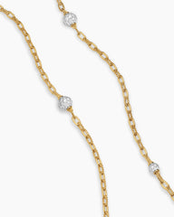 DY Madison Pavé Bead Station Necklace in 18K Yellow Gold, 3mm