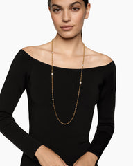 DY Madison Pavé Bead Station Necklace in 18K Yellow Gold, 3mm