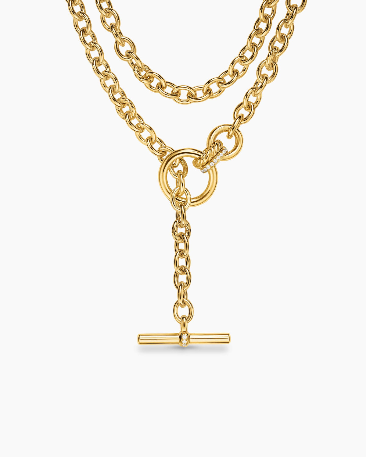 DY Mercer® Double Row Toggle Chain Necklace in 18K Yellow Gold with Diamonds, 8mm