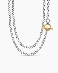 DY Mercer® Double Row Toggle Chain Necklace in Sterling Silver with 18K Yellow Gold and Diamonds, 8mm