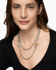 DY Mercer® Double Row Toggle Chain Necklace in Sterling Silver with 18K Yellow Gold and Diamonds, 8mm