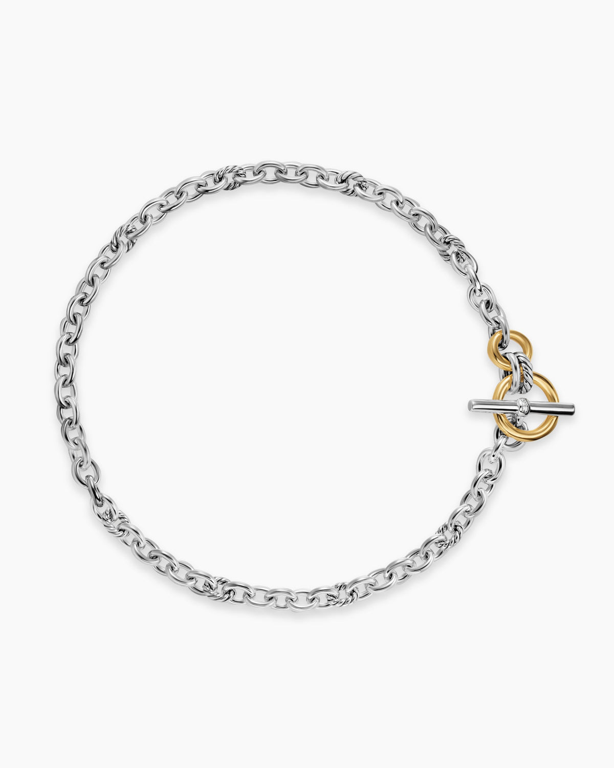 DY Mercer® Toggle Chain Necklace in Sterling Silver with 18K Yellow Gold and Diamonds, 8mm