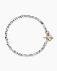 DY Mercer® Toggle Chain Necklace in Sterling Silver with 18K Yellow Gold and Diamonds, 8mm