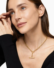 DY Mercer® Petite Toggle Chain Necklace in 18K Yellow Gold with Diamonds, 4.5mm