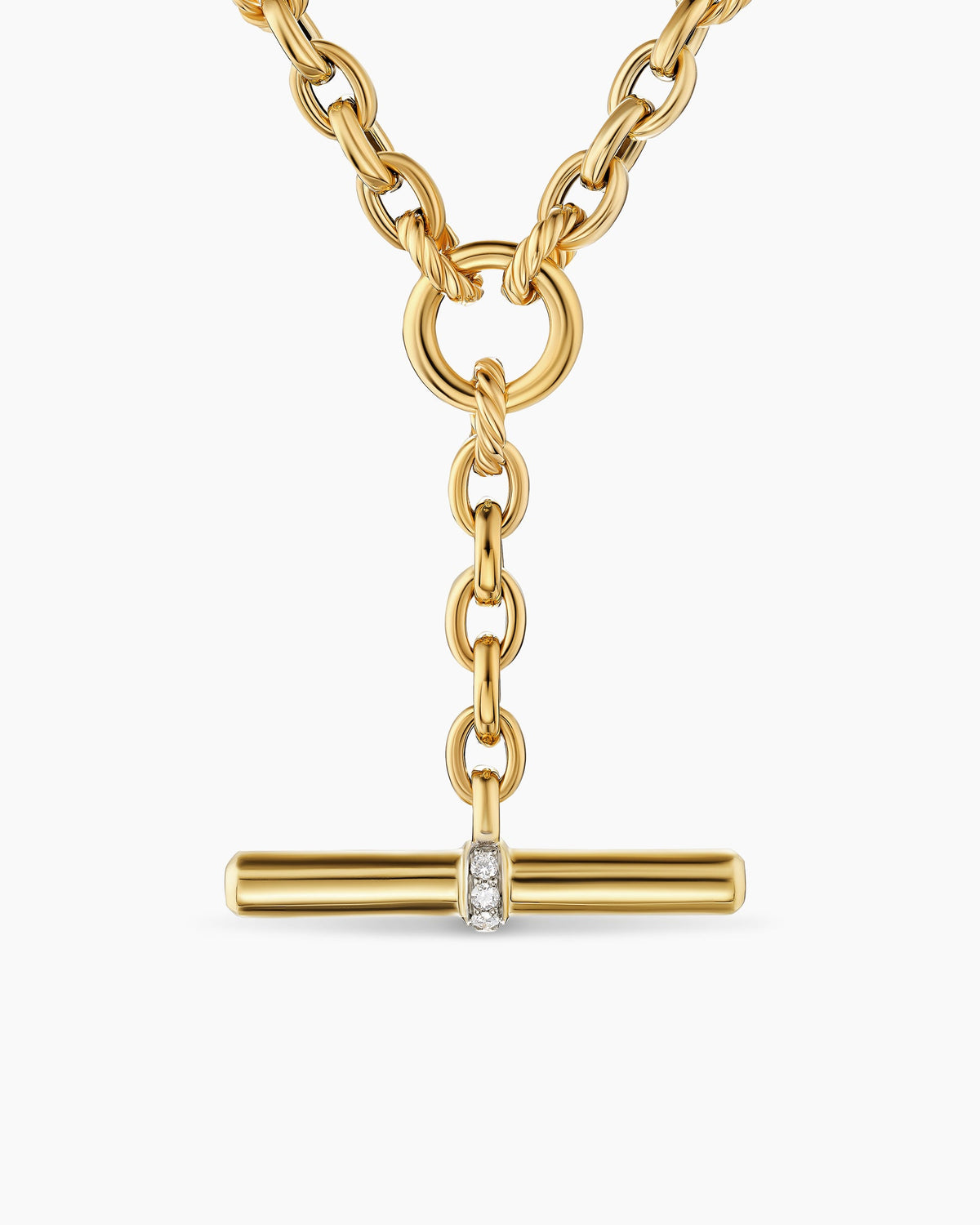 DY Mercer® Petite Toggle Chain Necklace in 18K Yellow Gold with Diamonds, 4.5mm