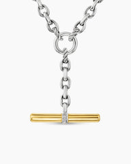 DY Mercer® Petite Toggle Chain Necklace in Sterling Silver with 18K Yellow Gold and Diamonds, 4.5mm