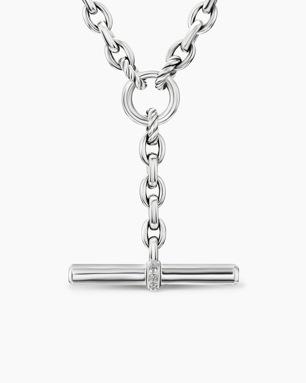 DY Mercer® Petite Toggle Chain Necklace in Sterling Silver with Diamonds, 4.5mm