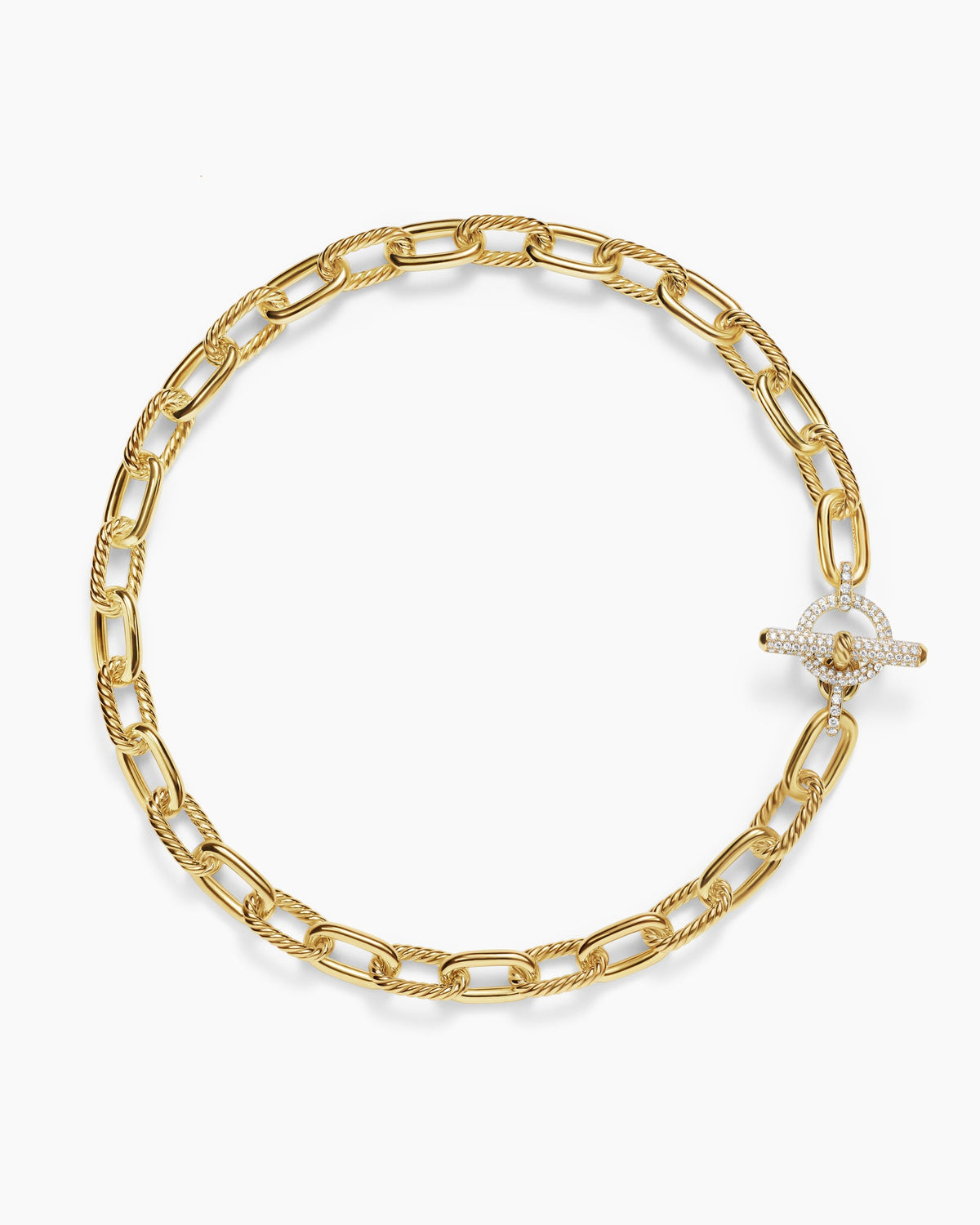 DY Madison® Toggle Chain Necklace in 18K Yellow Gold with Diamonds, 11mm