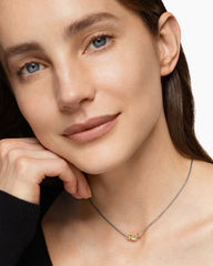 Petite Buckle Necklace in Sterling Silver with 14K Yellow Gold, 16.2mm