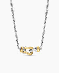Petite Buckle Necklace in Sterling Silver with 14K Yellow Gold, 16.2mm