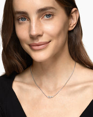 Petite Buckle Necklace in Sterling Silver with Diamonds, 16.2mm