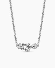 Petite Buckle Necklace in Sterling Silver with Diamonds, 16.2mm