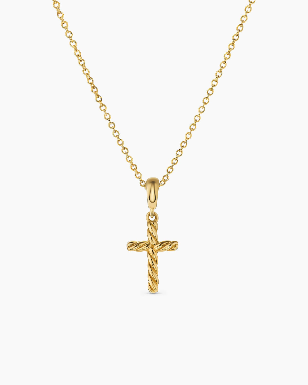 Cable Cross Pendant Necklace in 18K Yellow Gold, 17.5mm