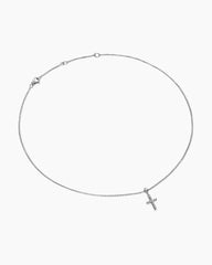 Cable Cross Pendant Necklace in Sterling Silver, 17.5mm