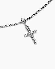 Cable Cross Pendant Necklace in Sterling Silver, 17.5mm