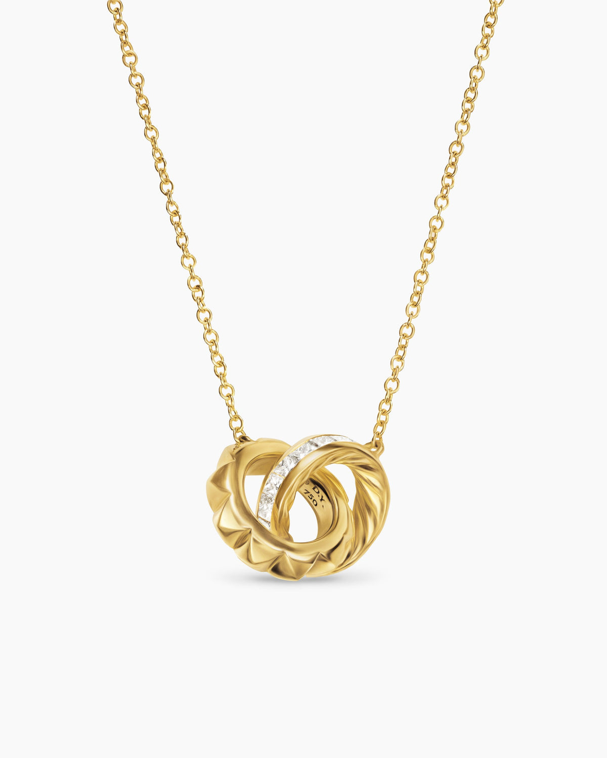 Crossover Trio Chain Necklace in 18K Yellow Gold with Diamonds, 18.5mm