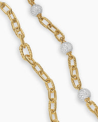 DY Madison® Pavé Bead Chain Necklace in 18K Yellow Gold with Diamonds, 8.5mm