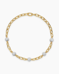 DY Madison® Pavé Bead Chain Necklace in 18K Yellow Gold with Diamonds, 8.5mm