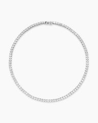 Tennis Necklace in 18K White Gold with Diamonds, 4mm