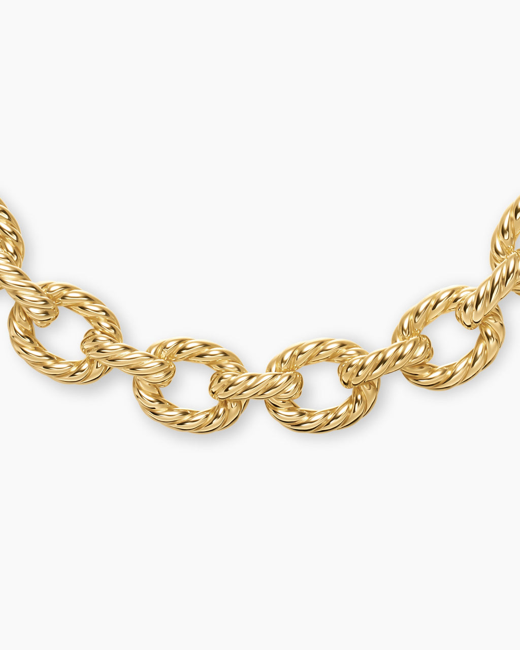 Sculpted Cable Oval Link Necklace in 18K Yellow Gold, 18mm