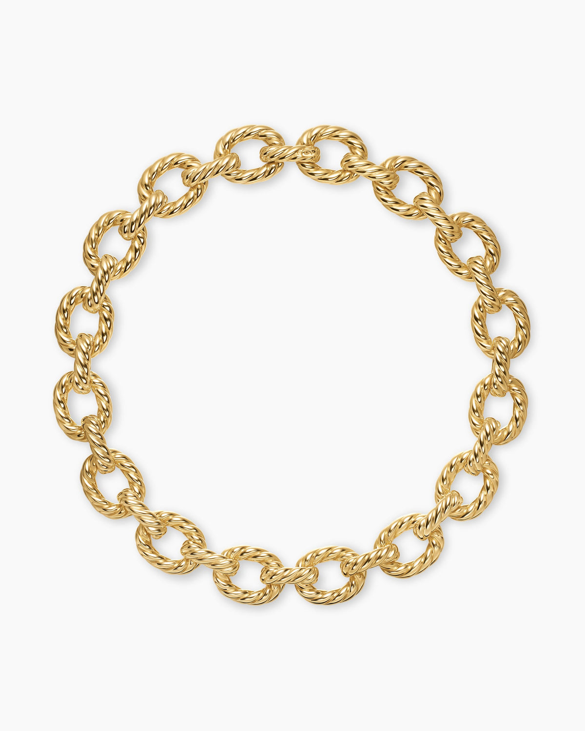 Sculpted Cable Oval Link Necklace in 18K Yellow Gold, 18mm