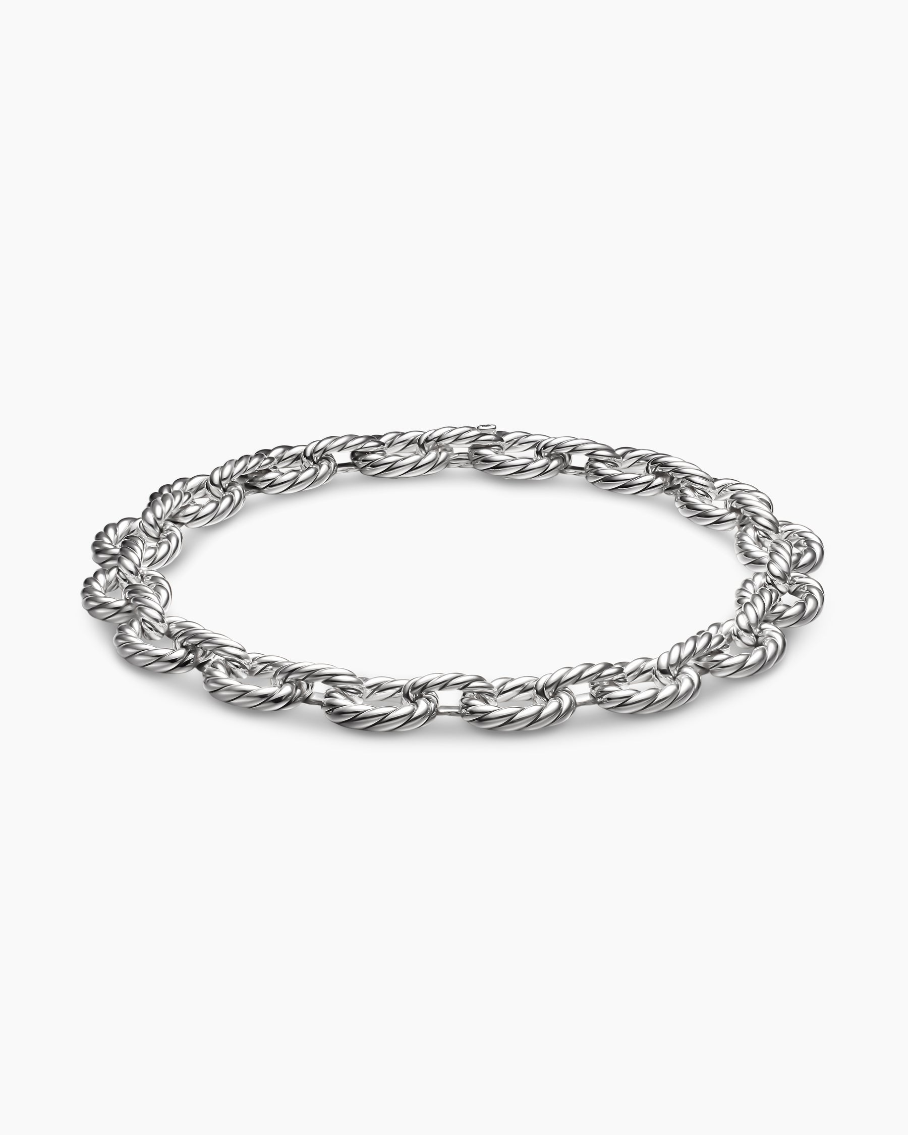 Sculpted Cable Oval Link Necklace in Sterling Silver, 18mm