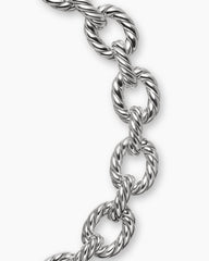 Sculpted Cable Oval Link Necklace in Sterling Silver, 18mm