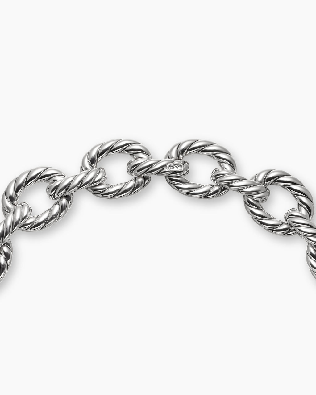 Sculpted Cable Oval Link Necklace in Sterling Silver, 18mm