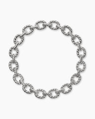 Sculpted Cable Oval Link Necklace in Sterling Silver, 18mm