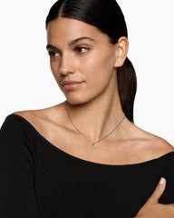 Star of David Pendant Necklace in Sterling Silver with Diamonds, 12.3mm