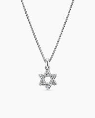 Star of David Pendant Necklace in Sterling Silver with Diamonds, 12.3mm