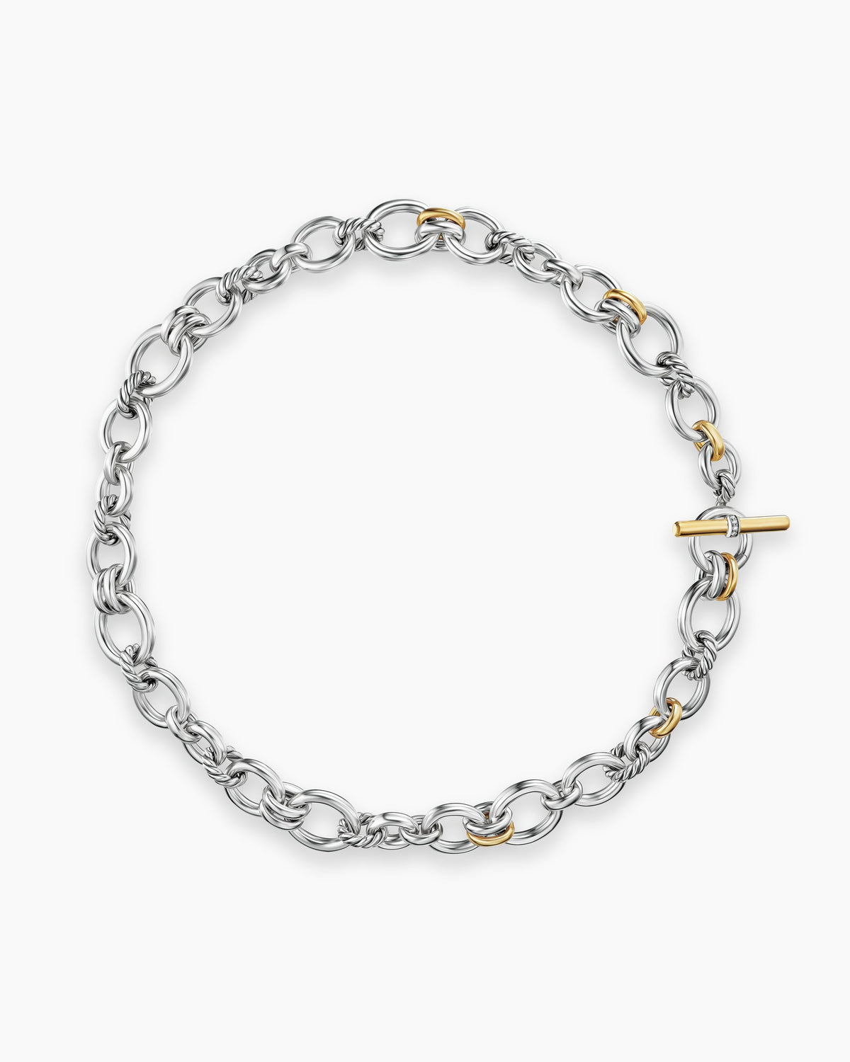 DY Mercer® Chain Necklace in Sterling Silver with 18K Yellow Gold and Diamonds, 8mm