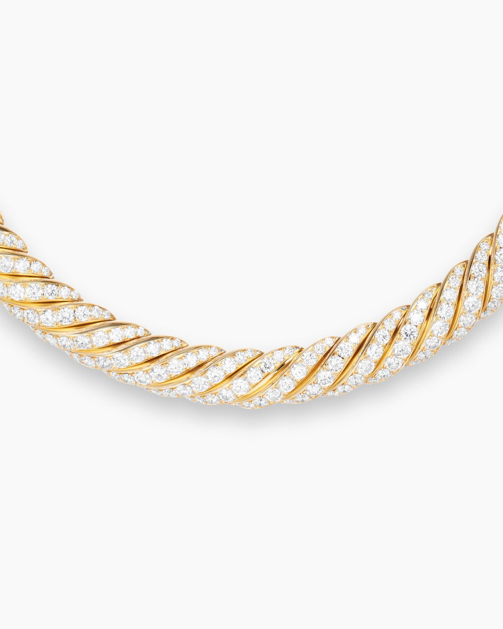 Sculpted Cable Flex Necklace in 18K Yellow Gold with Diamonds, 9.5mm