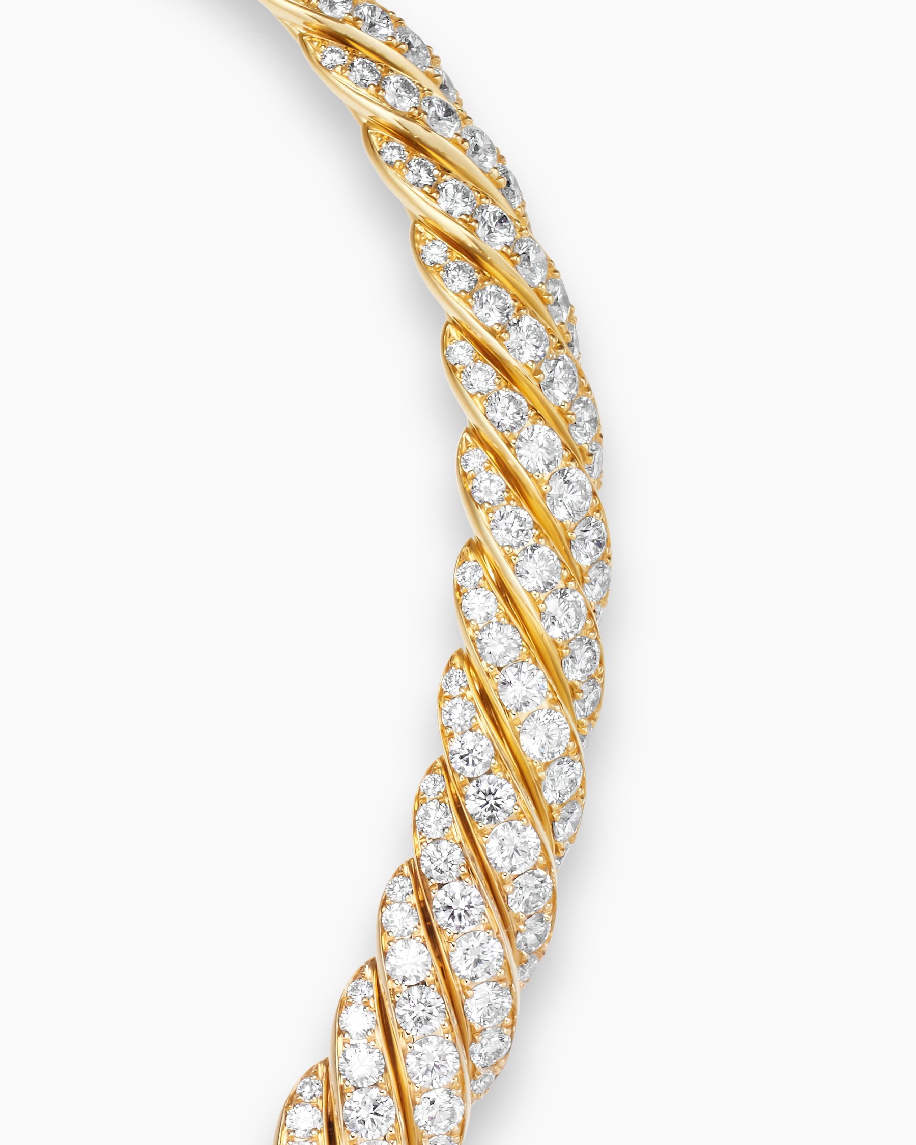 Sculpted Cable Flex Necklace in 18K Yellow Gold with Diamonds, 9.5mm