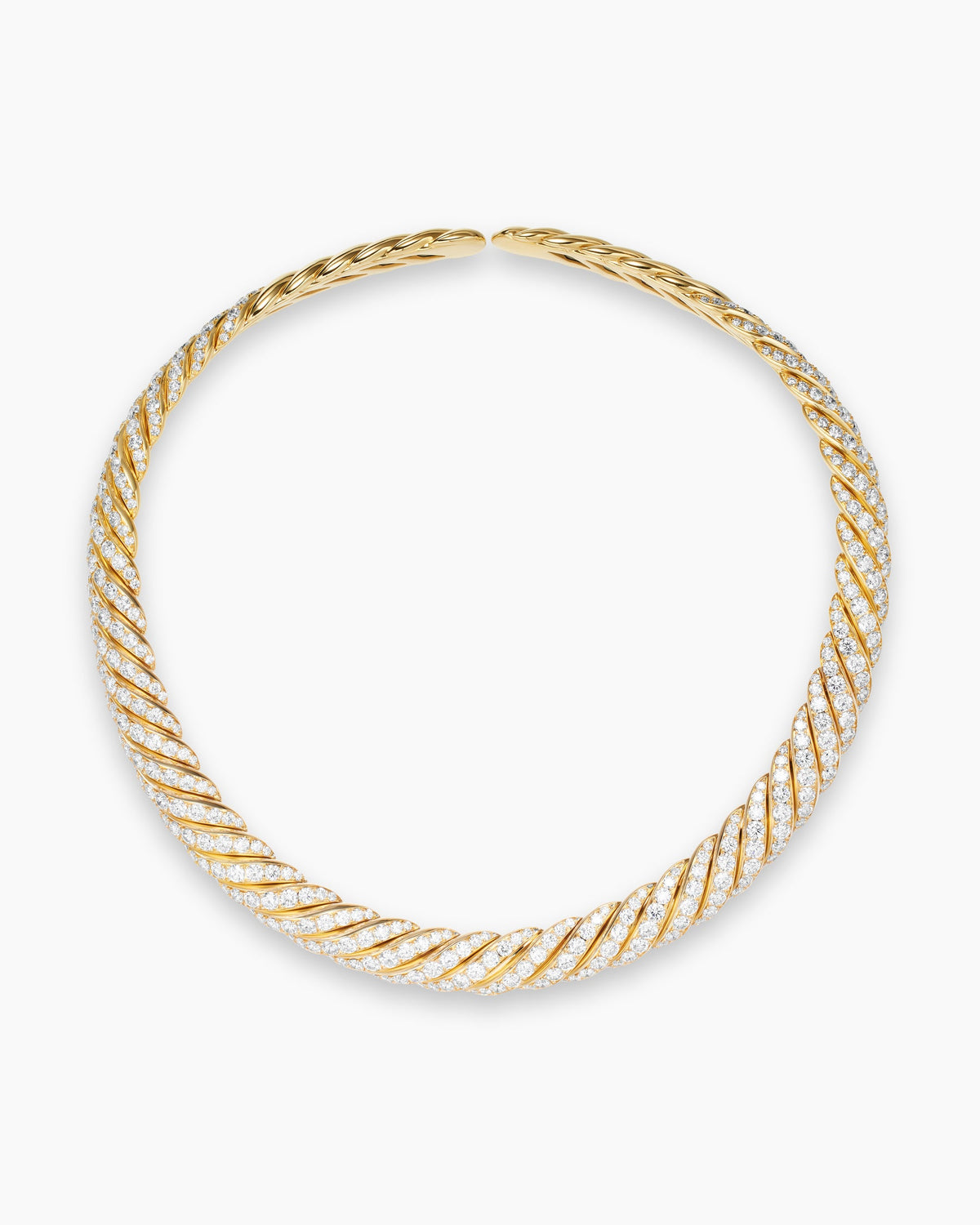 Sculpted Cable Flex Necklace in 18K Yellow Gold with Diamonds, 9.5mm