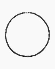 Spiritual Beads Necklace in Sterling Silver with Pavé Black Diamonds, 6mm