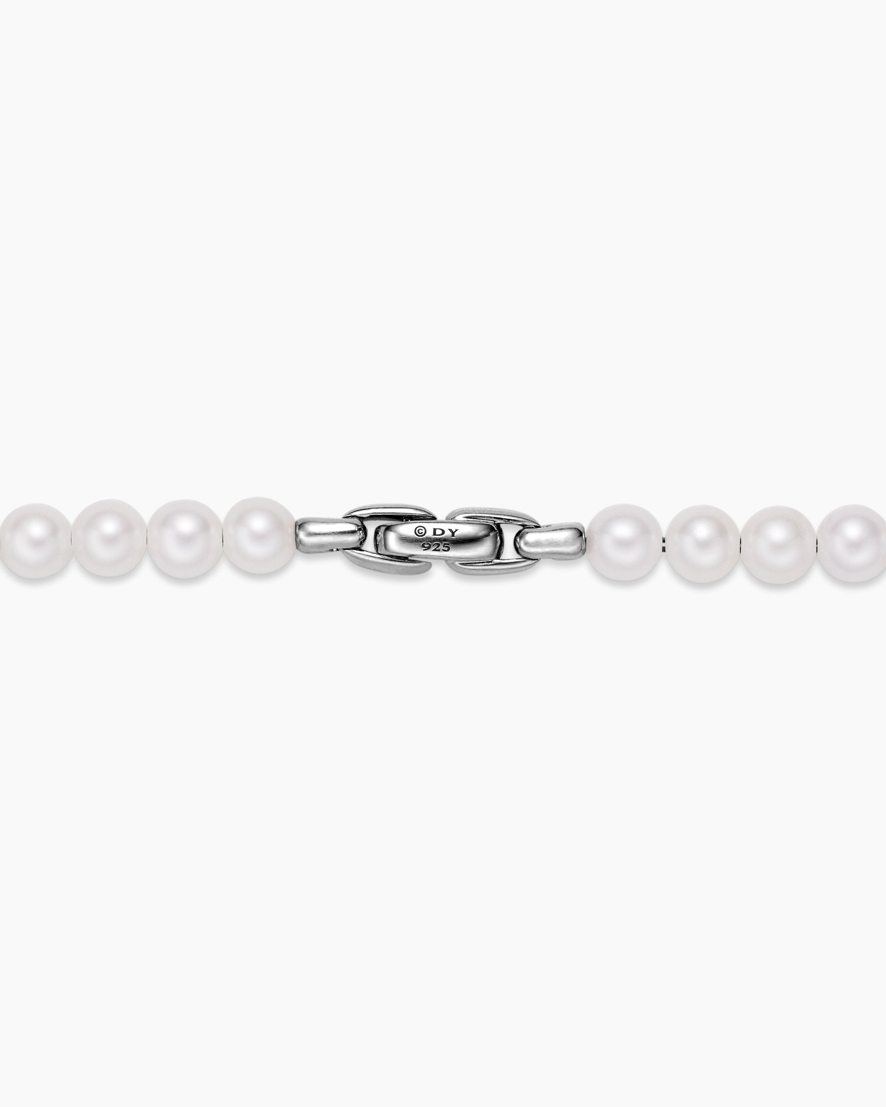Spiritual Beads Necklace in Sterling Silver with Pearls and Pavé Black Diamonds, 6mm