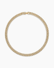 Curb Chain Necklace in 18K Yellow Gold with Diamonds, 11.5mm